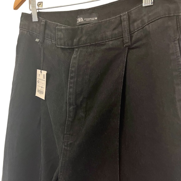 ZARA pleated wide leg denim pants JEANS - Picture 8 of 8